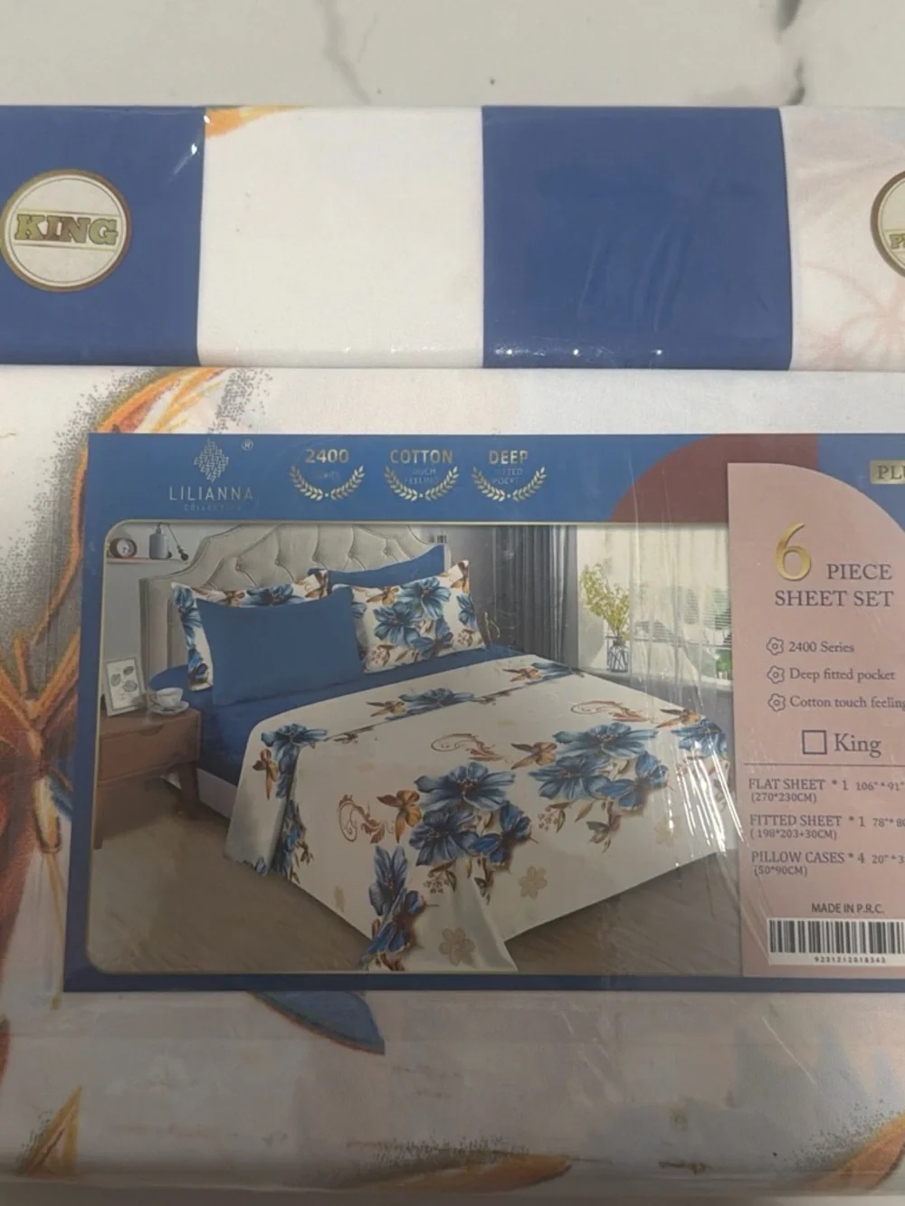 Liliana Floral Bedding Set in Blue and Cream